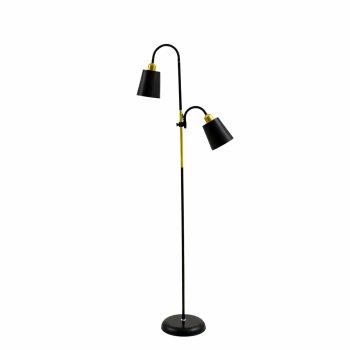 Industrial Floor Lamp 2-Light Adjustable Standing Light 195cm, Black