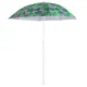 Adjustable Beach and Garden Umbrella with Tilt Function, 150 cm, Leaves Pattern