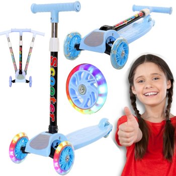 Foldable Kids Tricycle Scooter with LED Wheels, Blue (STORE DEMO)
