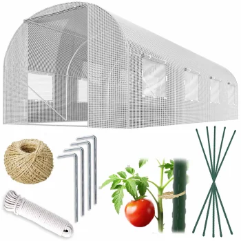 Plonos 4972-B Polytunnel Greenhouse 2x4.5m (9m²), White
