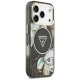 Guess IML Glitter Flowers Triangle MagSafe Phone Case Cover iPhone 17 Pro - black