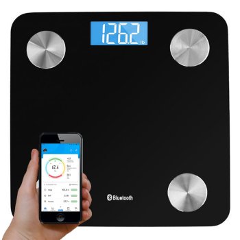 Smart Body Fat Scale with Bluetooth & App for iOS Android, Black