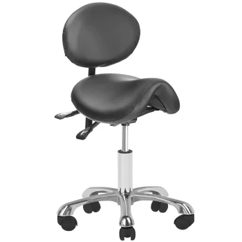 Giovanni 1025 Cosmetic Stool with Backrest Black