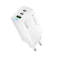 Wozinsky GaN 65W Wall Charger with 2x USB-C & USB-A Ports & USB-C Cable, White