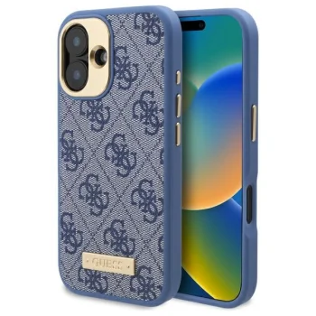 Guess iPhone 16 Plus Case 4G Logo Plate MagSafe, Blue