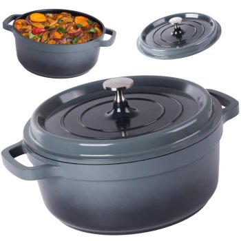 Roasting Pot with Lid and Non-Stick Coating, 4 L, Grey, Cast Aluminium