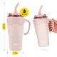 4Fizjo Mountain Goat Thermal Mug with Straw 650ml, Pink
