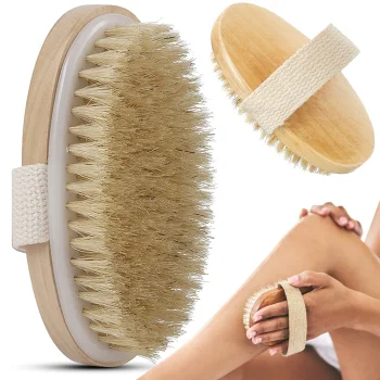 Natural Bristle Body Massage Brush for Dry and Wet Use