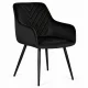 ModernHome Upholstered Velour Dining Chairs with Armrests, Set of 2, Black