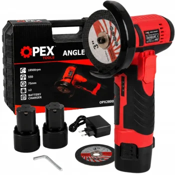OPEX TOOLS OPX28003 Cordless Angle Grinder 800W 12V with 2 Batteries and Case