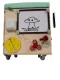 Educational Toy Wooden Manipulation Sensory Cube-Pouf on Wheels with Storage Space Busy Board