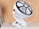 Desk Fan with Clip and LED Light, 3 Modes, Rechargeable, White/Black