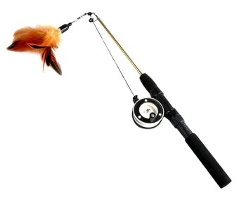 Kaķu Rotaļlieta – Makšķere Ar Spoli Un Spalvām | Cat toy – fishing rod with a reel and feathers