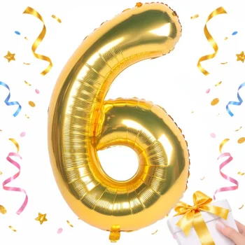 Foil Balloon Number 6, 66 cm (26"), Gold
