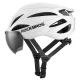 Rockbros Bike Helmet with Visor and Detachable UV Goggles, White