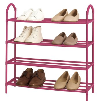Large 4-Tier Shoe Rack, Shoe Storage Organizer for Hallway, Pink
