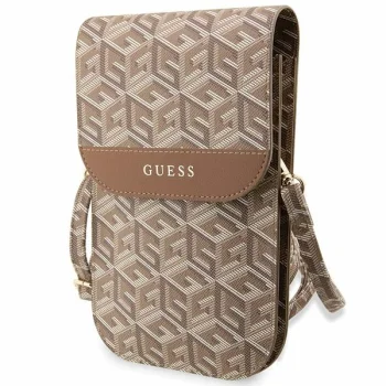 Guess Universal Phone Bag Wallet Gcube Stripe, Brown