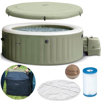 Inflatable Hot Tub Spa 4-Person Intex 28426NP Hydromassage, Beige