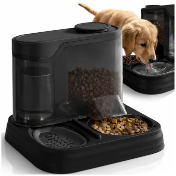 Automatic 2-in-1 Pet Feeder and Water Dispenser, Black