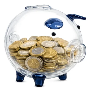Transparent Glass Piggy Bank for Coins and Banknotes, 11x11x11 cm