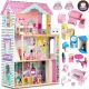 Wooden 3-storey Doll House with Elevator and LED Light