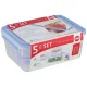 Food Storage Container Set Emsa Clip & Close 508568, 5 Pcs, Transparent/Blue