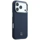 Mercedes Leather Semi Wrap Wood Effect MagSafe Case for iPhone 17 Pro Max, Navy Blue