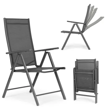 MultiGarden Folding Garden Chairs with Adjustable Backrest, 2 pcs, Grey