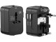 Universal travel adapter with 2 USB ports, UK/USA/EU/AUS, black
