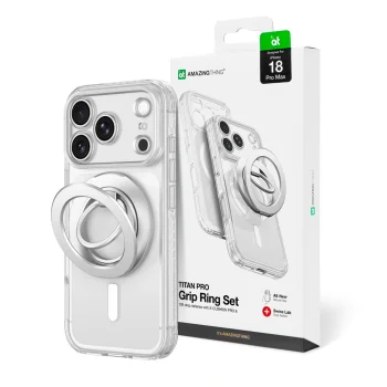AmazingThing Titan Pro Lens Ring Case for iPhone 18 Pro Max with MagSafe and Stand - Clear