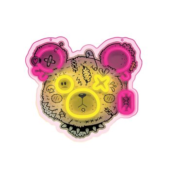 LED Neon Sign Punk Bear Art Light Forever Light FLA01, Pink & Yellow
