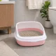 Open Cat Litter Box with Frame and Scoop, 48x38x19 cm, Pink
