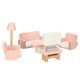Wooden Dollhouse Furniture, 4-Room Set with 22 Accessories, Pink