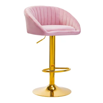 Velvet Makeup Chair 4Rico QS-B16G Adjustable Bar Stool, Pink