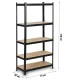 Humberg HR-811 Metal Shelving Unit 150 x 75 x 30 cm, Black