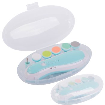 Electric nail trimmer for babies, children and adults with case, blue