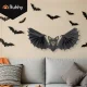 Ruhhy 00026126 Hanging Bat, Halloween Decoration, 60 cm, Black