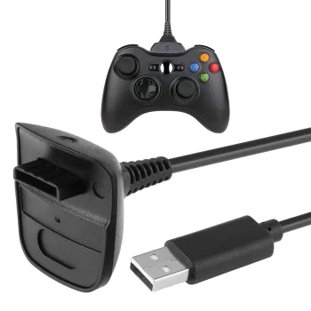 USB Play & Charge Cable for Xbox 360 Wireless Controller, 150 cm, Black