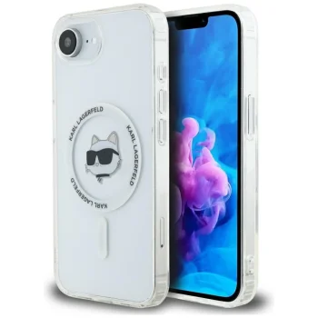 Karl Lagerfeld IML Metal Choupette Head MagSafe Case for iPhone 16e, White
