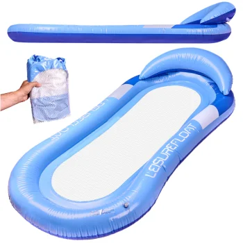 Inflatable Pool Float Hammock with Mesh, Blue