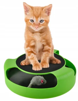 Cat Toy with Running Mouse and Scratching Pad