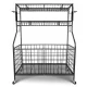Humberg HM-780 Rolling Metal Storage Rack with Baskets, Black
