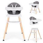 ECOTOYS 6-in-1 Convertible Baby High Chair with Removable Tray, Grey
