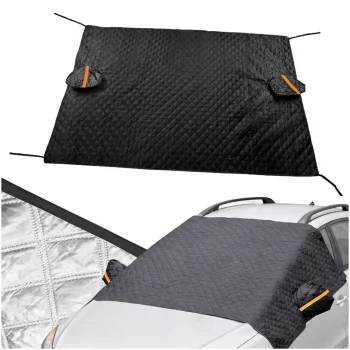 Waterproof Car Windshield Cover for Ice and Sun Protection, 242x142 cm, Black