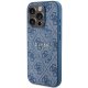 Apple iPhone 14 Pro 6.1\'\' Guess 4G Collection Leather Metal Logo MagSafe Case Cover, Blue