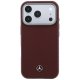 Mercedes Leather Semi Wrap Wood Effect MagSafe Case for iPhone 17 Pro, Red