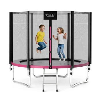 4Fizjo CLASSIC Garden Trampoline for Kids, 252 cm (8FT), Pink/Black