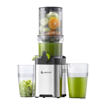 Amzchef CE-ZM1902M-SV Slow Juicer, 118 mm Feed Chute, Silver