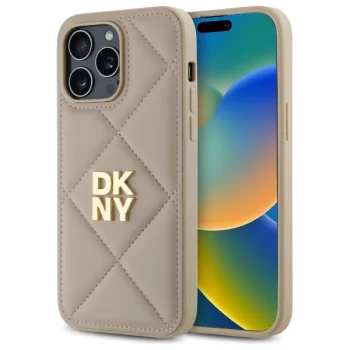 DKNY iPhone 14 Pro Max Case Quilted Stack Logo, Beige