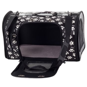 Soft-Sided Pet Travel Carrier for Cats and Small Dogs, 44 cm, Black